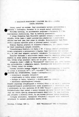 O realizację porozumień i szacunek dla społeczeństwa - odezwa strajkowa / Komunikat połączonych M...