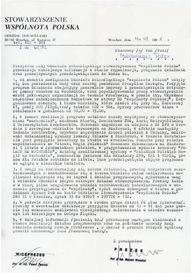 Pismo ze Stowarzyszenia Wspólnoty Polskiej