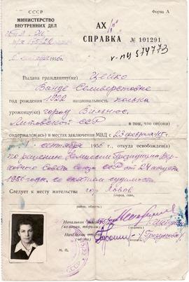 Zaświadczenie=Spravka o zwolnieni z łagru