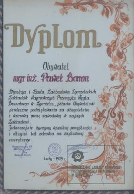 Dyplom z okazji odejścia na emeryturę