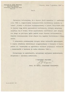 Zaproszenie na konferencję "Niemcy w polityce międzynarodowej w latach 1933-1938"