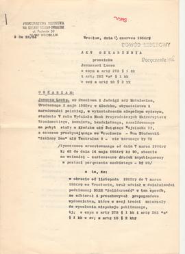 Akt oskarżenia przeciwko Januszowi Lasce