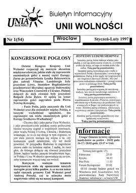 Biuletyn Informacyjny Unii Wolności - nr 1 (54)