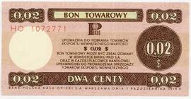 Bon towarowy 0,02 $