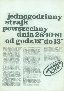 Jednogodzinny strajk powszechny dnia 28.10.81 od godz. 12,00 do 13,00