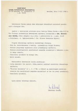 Program spotkania synodalnego w dekanacie Bolesławiec Wschód