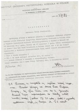 Pismo z Instytutu Geografii Historycznej Kościoła w Polsce