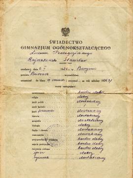Świadectwo Liceum Pedagogicznego