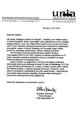List otwarty do członków Unii Demokratycznej