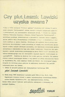 Czy plut. Leszek Lewicki uzyska awans?