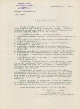 Pismo dotyczące działalności Komisji do Spraw Świeckich Synodu Archidiecezji Wrocławskiej